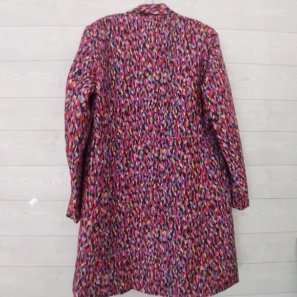 Silkland Long Coat Size 10 Lightweight Trench Lined Silk Midi Colorful Fun - Picture 5 of 7